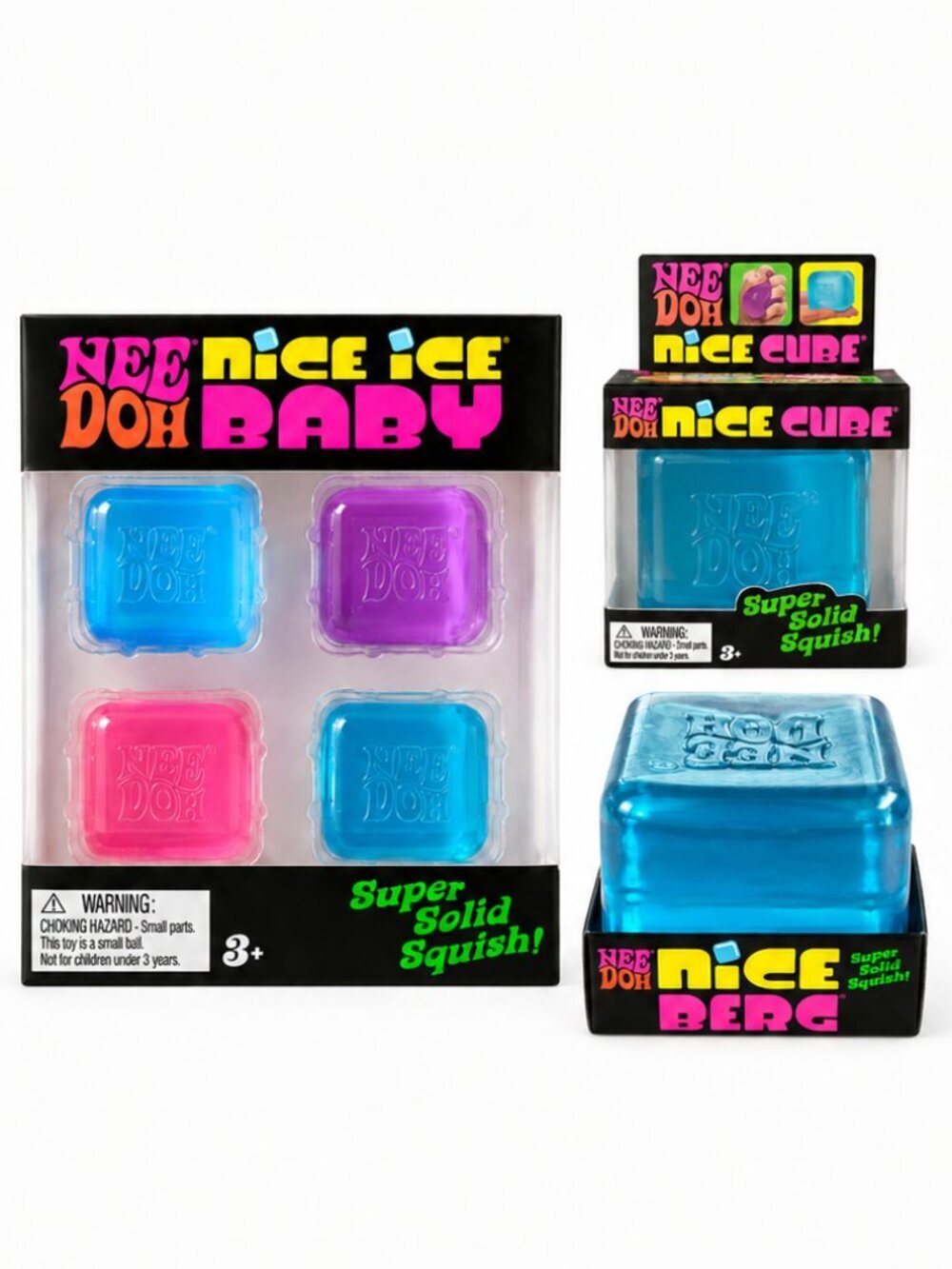 NeeDoh 3 Pack Bundle Nice Berg Cube Nice Ice Baby 4 Pack NWT